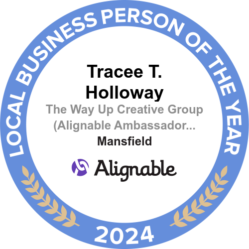 alignable local business person of the year award winner 2024 in mansfield texas, tracee t. holloway, the way up ceo, the way up creative group llc, #thewayupceo, #thewayupcreative #alignable #mansfieldtexas #awardwinning